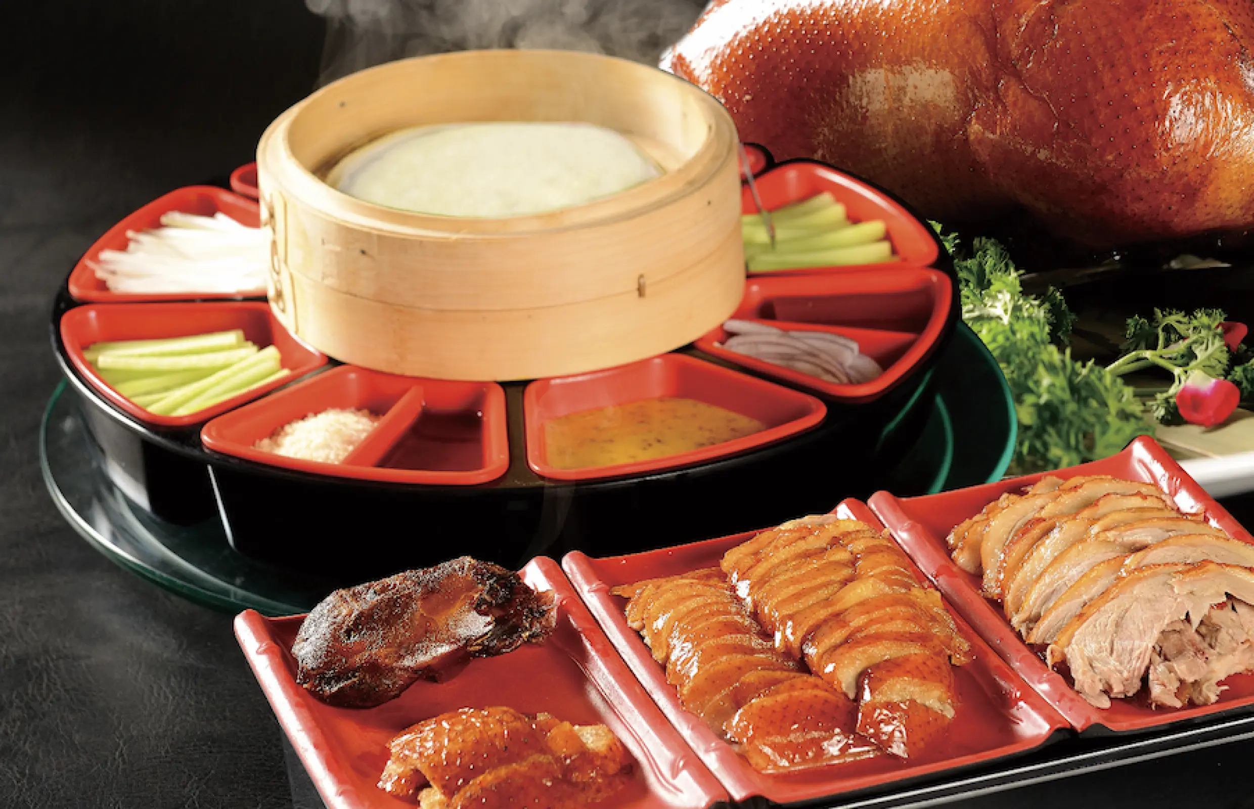 羲和雅苑｜120分鐘任食點心片鴨放題 晚市重磅升級超過50款點心、招牌經典小菜主食及甜品任食｜羲和馳名烤鴨海陸四人套餐｜京菜官府菜中菜館｜尖沙咀 維港高空夜景｜東涌｜中環